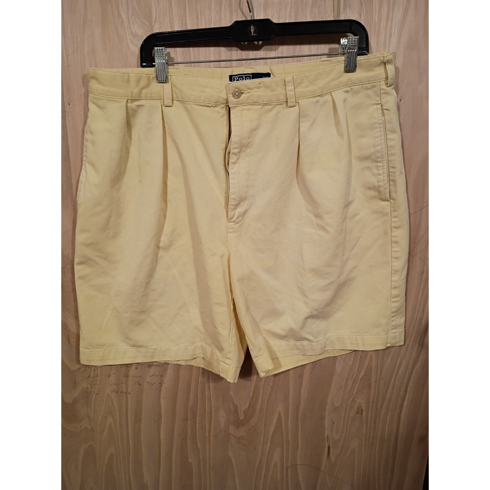 VINTAGE POLO Ralph Lauren Shorts Mens 38 Yellow Chino Golf Casual Cotton Mens***